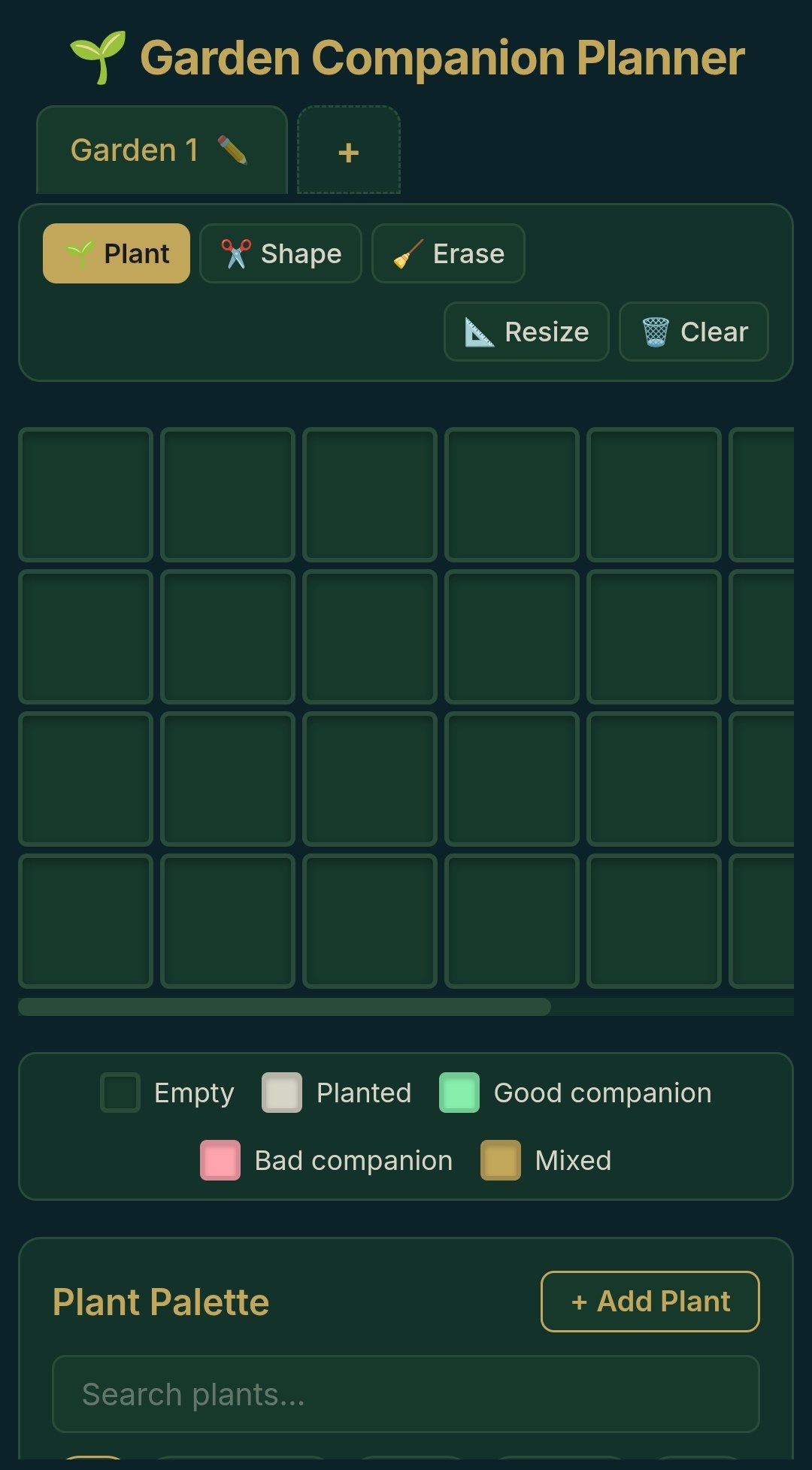 Hummingbird — Garden Companion Planner grid view